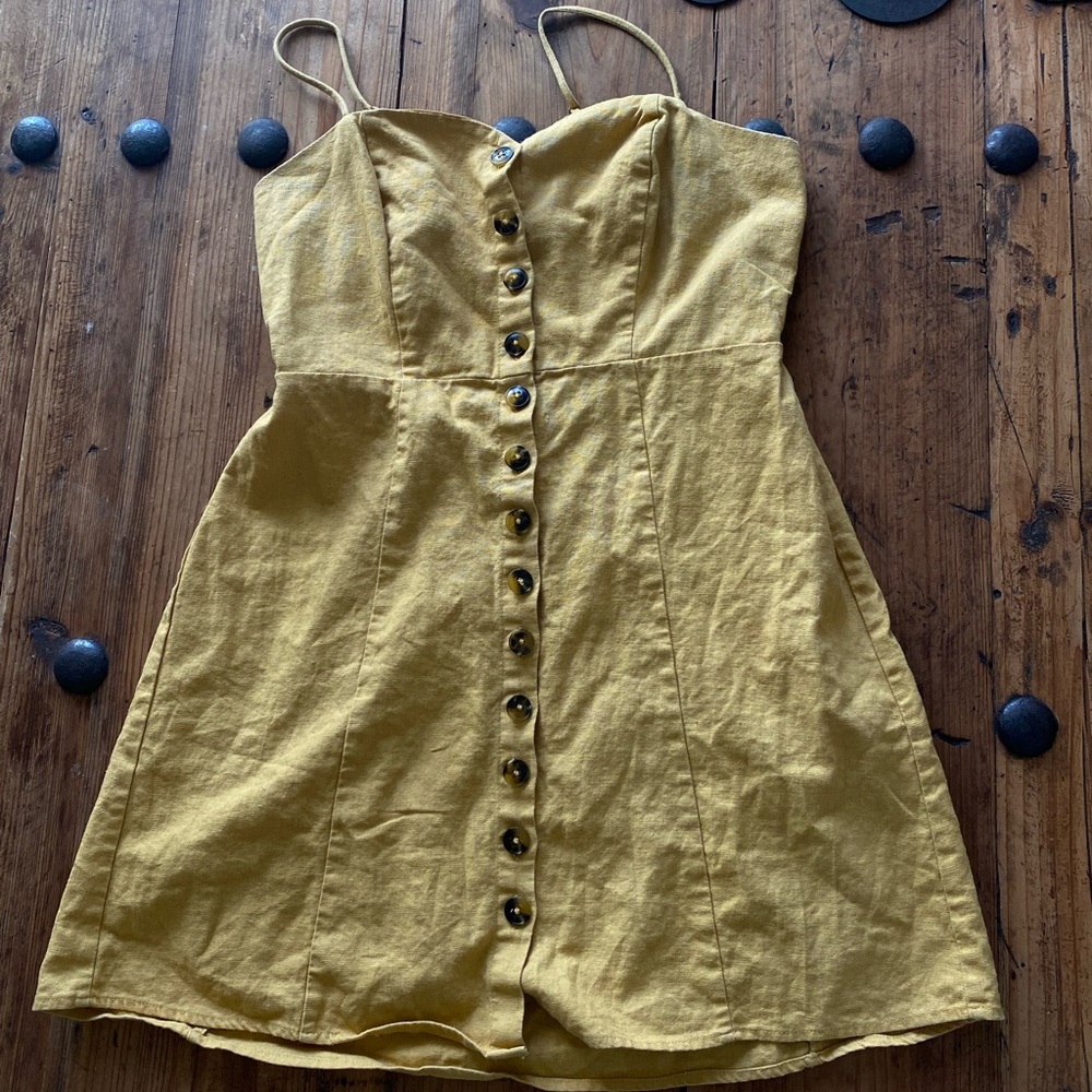 SOCIALITE | Yellow Button Midi Dress